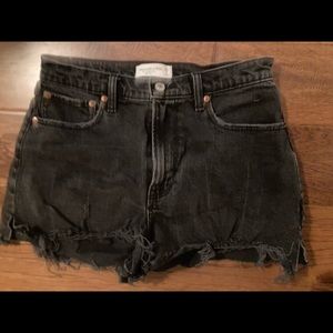 A&F Black Denim High Rise Cutoff Shorts